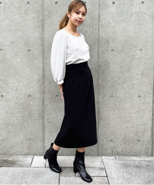 12Twelve Agenda（トゥエルブ　アジェンダ）の「バックプリーツハイウエストナロースカート（スカート・レディース・ブラック/ブラウン・S/M）」の9枚目の写真