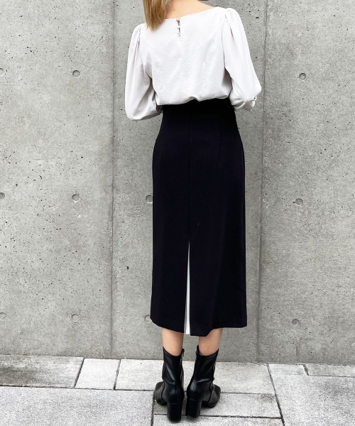 12Twelve Agenda（トゥエルブ　アジェンダ）の「バックプリーツハイウエストナロースカート（スカート・レディース・ブラック/ブラウン・S/M）」の5枚目の写真