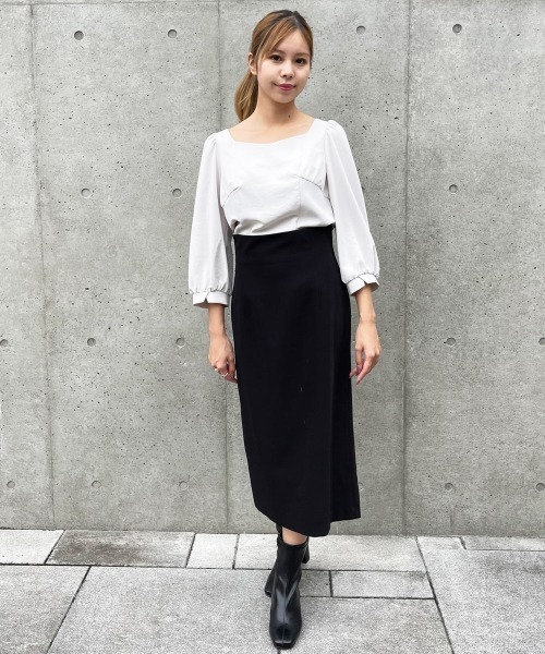 12Twelve Agenda（トゥエルブ　アジェンダ）の「バックプリーツハイウエストナロースカート（スカート・レディース・ブラック/ブラウン・S/M）」の12枚目の写真