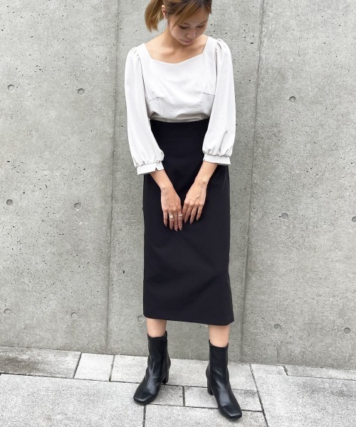 12Twelve Agenda（トゥエルブ　アジェンダ）の「バックプリーツハイウエストナロースカート（スカート・レディース・ブラック/ブラウン・S/M）」の18枚目の写真