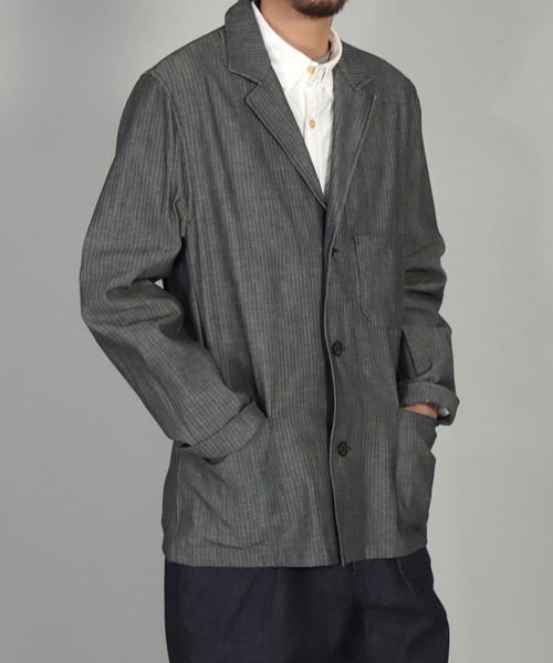 Yarmo（ヤーモ）の「[ Yarmo×OMNIGOD ] 別注 インディゴヘリンボーン ドライバースジャケット（テーラードジャケット・メンズ・グレー系その他・L/M）」の8枚目の写真