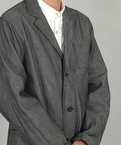 Yarmo（ヤーモ）の「[ Yarmo×OMNIGOD ] 別注 インディゴヘリンボーン ドライバースジャケット（テーラードジャケット・メンズ・グレー系その他・L/M）」の12枚目の写真