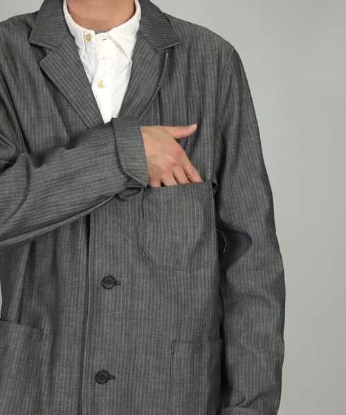 Yarmo（ヤーモ）の「[ Yarmo×OMNIGOD ] 別注 インディゴヘリンボーン ドライバースジャケット（テーラードジャケット・メンズ・グレー系その他・L/M）」の13枚目の写真