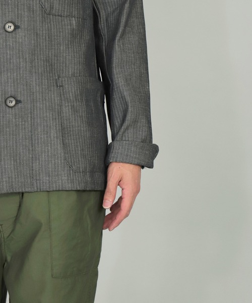 Yarmo（ヤーモ）の「[ Yarmo×OMNIGOD ] 別注 インディゴヘリンボーン ドライバースジャケット（テーラードジャケット・メンズ・グレー系その他・L/M）」の16枚目の写真