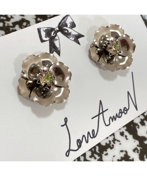tone(トーン)の「【LoveAmooN】luminousgreen flower(MA)(ピアス(両耳用)・レディース・シルバー・FREE)」の4枚目の写真
