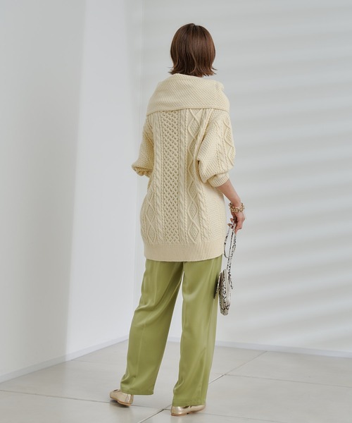 DouDou（ドゥドゥ）の「編地切替ケーブルチュニック（ニット/セーター・レディース・オフホワイト/チャコールグレー/ベージュ・FREE）」の15枚目の写真