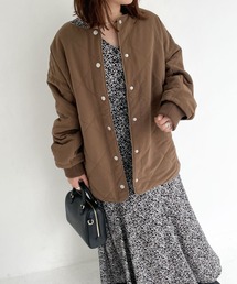 中綿キルトパイピングミドルコート