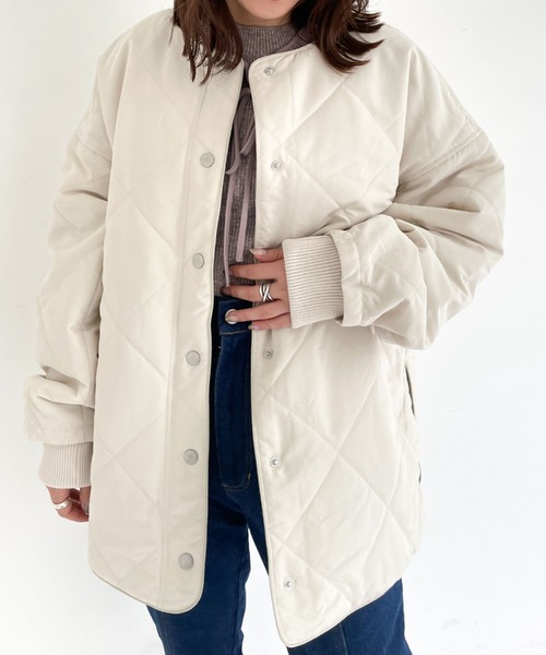 archives（アルシーヴ）の「中綿キルトパイピングミドルコート（その他アウター・レディース・ベージュ/ブラウン/アイボリー・MEDIUM）」の7枚目の写真