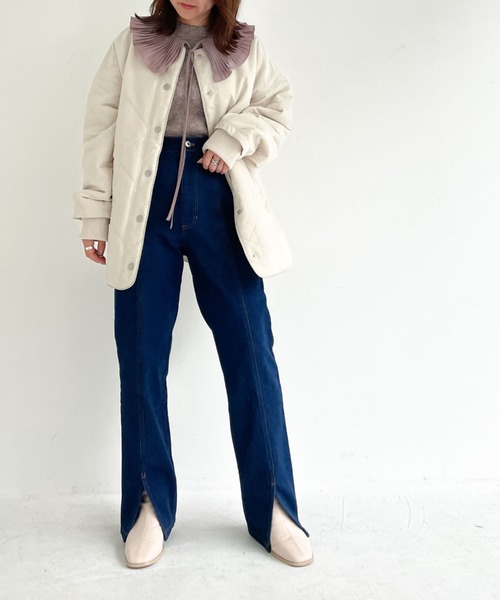 archives（アルシーヴ）の「中綿キルトパイピングミドルコート（その他アウター・レディース・ベージュ/ブラウン/アイボリー・MEDIUM）」の4枚目の写真