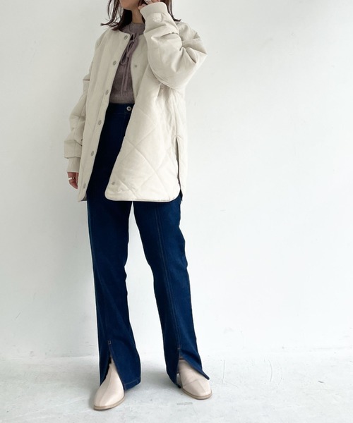 archives（アルシーヴ）の「中綿キルトパイピングミドルコート（その他アウター・レディース・ベージュ/ブラウン/アイボリー・MEDIUM）」の6枚目の写真