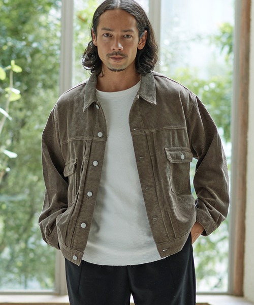 CAMBIO(カンビオ)の「mj8257-8wコーデュロイビッグシルエットGジャン(その他アウター・メンズ・オフホワイト/ブラック/ブラウン・L/M/S)」の3枚目の写真