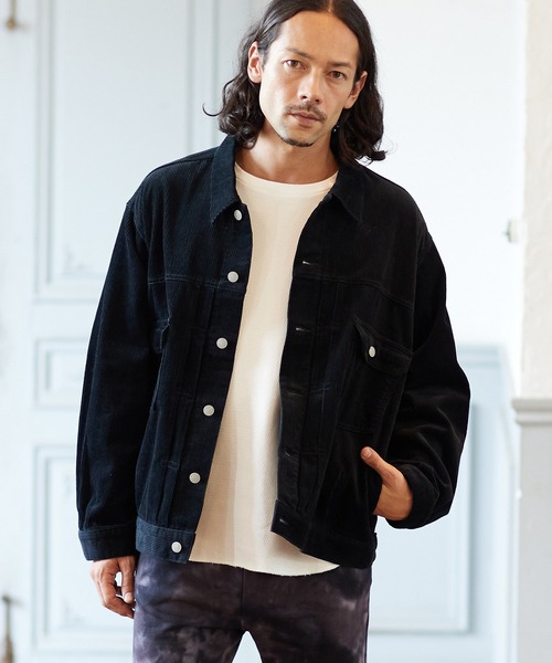 CAMBIO(カンビオ)の「mj8257-8wコーデュロイビッグシルエットGジャン(その他アウター・メンズ・オフホワイト/ブラック/ブラウン・L/M/S)」の2枚目の写真