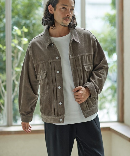 CAMBIO(カンビオ)の「mj8257-8wコーデュロイビッグシルエットGジャン(その他アウター・メンズ・オフホワイト/ブラック/ブラウン・L/M/S)」の4枚目の写真