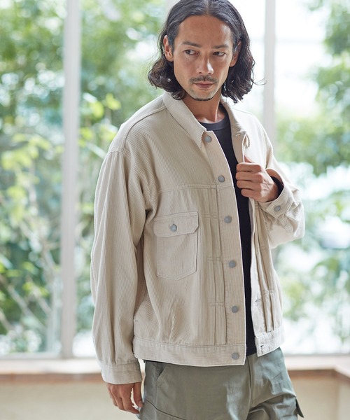 CAMBIO(カンビオ)の「mj8257-8wコーデュロイビッグシルエットGジャン(その他アウター・メンズ・オフホワイト/ブラック/ブラウン・L/M/S)」の9枚目の写真