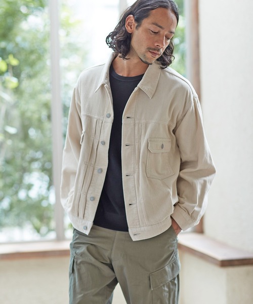 CAMBIO(カンビオ)の「mj8257-8wコーデュロイビッグシルエットGジャン(その他アウター・メンズ・オフホワイト/ブラック/ブラウン・L/M/S)」の10枚目の写真