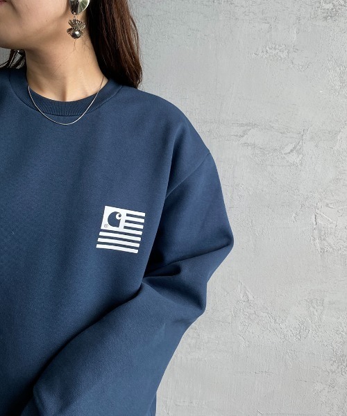 Carhartt WIP（カーハートダブリューアイピー）の「[carhartt WIP/カーハートダブリューアイピー] FADE STATE ロゴクルーネックスウェット（スウェット・レディース・ライトグレー/ブラック/ネイビー・M/L）」の10枚目の写真