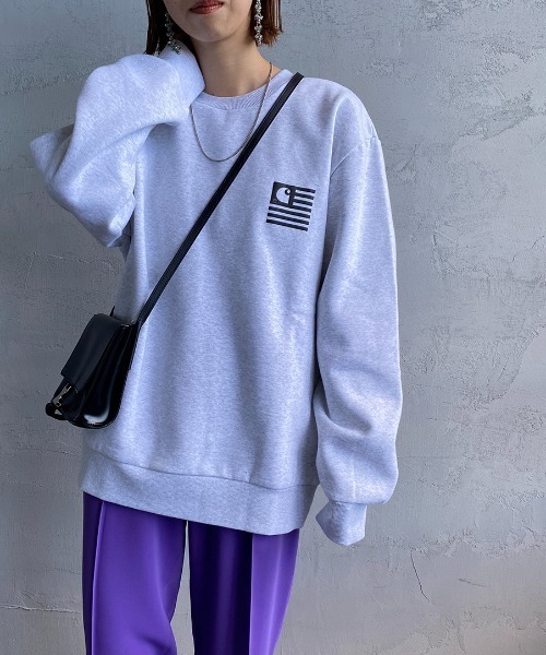 Carhartt WIP（カーハートダブリューアイピー）の「[carhartt WIP/カーハートダブリューアイピー] FADE STATE ロゴクルーネックスウェット（スウェット・レディース・ライトグレー/ブラック/ネイビー・M/L）」の5枚目の写真