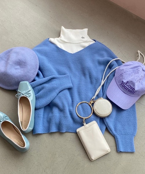 one after another NICE CLAUP(ワンアフターアナザーナイスクラップ)の「こなれ感漂う カラーベレー帽(ハンチング/ベレー帽・レディース・ブラック/サックスブルー/ピンク・FREE)」の5枚目の写真