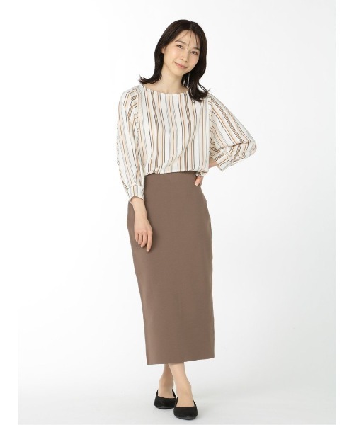 m.f.editorial(エムエフエディトリアル)の「エムエフエディトリアルレディース/m.f.editorial:Women ストライプ柄 袖ボリューム ゆるプルオーバーTシャツ(Tシャツ/カットソー・レディース・ホワイト/ブラック/ベージュ・MEDIUM/LARGE)」の15枚目の写真