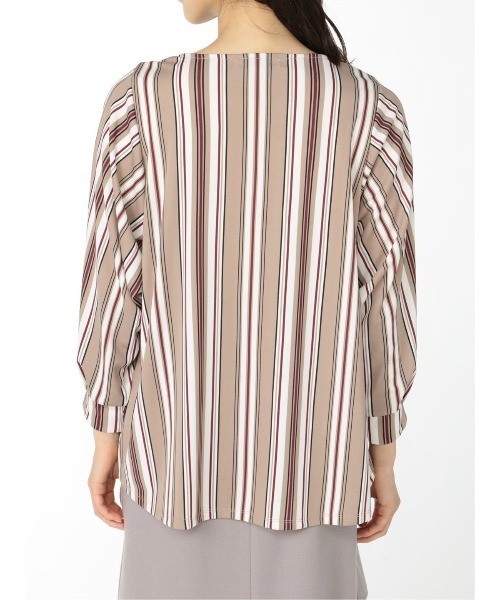 m.f.editorial(エムエフエディトリアル)の「エムエフエディトリアルレディース/m.f.editorial:Women ストライプ柄 袖ボリューム ゆるプルオーバーTシャツ(Tシャツ/カットソー・レディース・ホワイト/ブラック/ベージュ・MEDIUM/LARGE)」の22枚目の写真