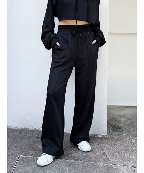 ENVYM（アンビー）の「ハイウエストワイドスエットＰＴ（スウェットパンツ・レディース・ホワイト/ブラック/Moca・FREE）」の2枚目の写真