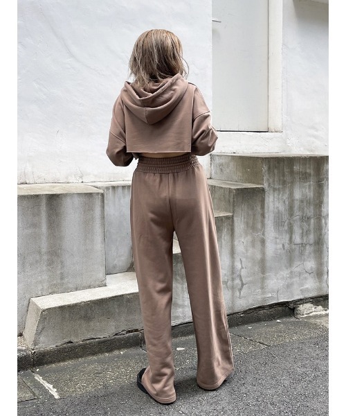 ENVYM（アンビー）の「ハイウエストワイドスエットＰＴ（スウェットパンツ・レディース・ホワイト/ブラック/Moca・FREE）」の6枚目の写真