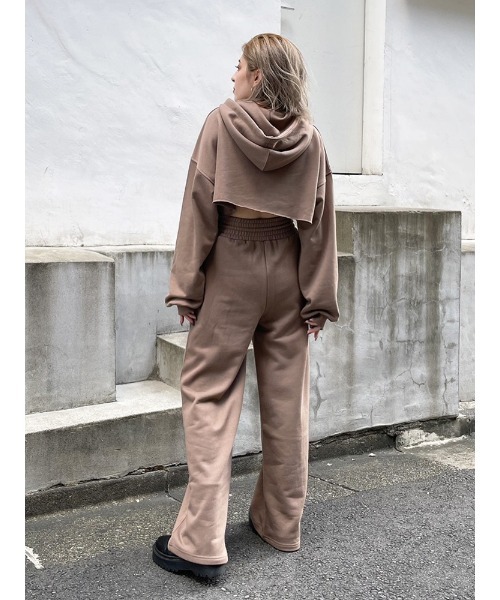 ENVYM（アンビー）の「ハイウエストワイドスエットＰＴ（スウェットパンツ・レディース・ホワイト/ブラック/Moca・FREE）」の7枚目の写真