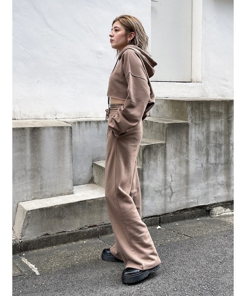 ENVYM（アンビー）の「ハイウエストワイドスエットＰＴ（スウェットパンツ・レディース・ホワイト/ブラック/Moca・FREE）」の8枚目の写真