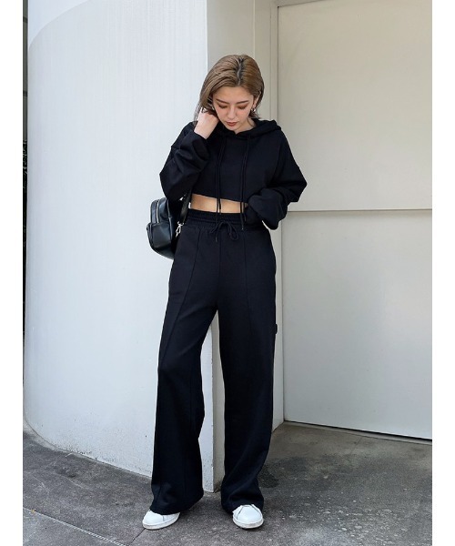 ENVYM（アンビー）の「ハイウエストワイドスエットＰＴ（スウェットパンツ・レディース・ホワイト/ブラック/Moca・FREE）」の17枚目の写真