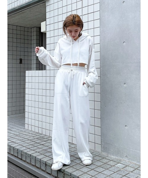 ENVYM（アンビー）の「ハイウエストワイドスエットＰＴ（スウェットパンツ・レディース・ホワイト/ブラック/Moca・FREE）」の19枚目の写真