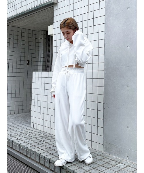 ENVYM（アンビー）の「ハイウエストワイドスエットＰＴ（スウェットパンツ・レディース・ホワイト/ブラック/Moca・FREE）」の20枚目の写真