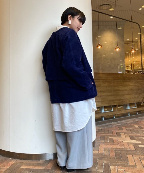 BEARDSLEY（ビアズリー）の「メンズライクにラフに着たいコーデュロイブルゾン（ブルゾン・レディース・ブルー/ベージュ・FREE）」の12枚目の写真