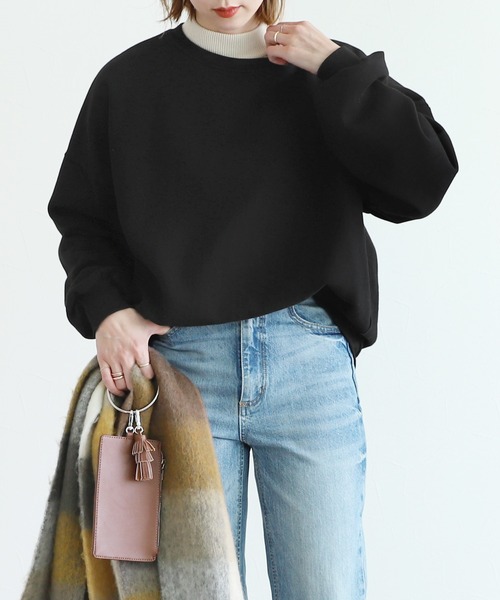 reca（レカ）の「裏起毛ボリュームスリーブシンプルスウェット（スウェット・レディース・アイボリー/ブラック/ライトブルー/オレンジ/チャコール/グレー・FREE）」の15枚目の写真