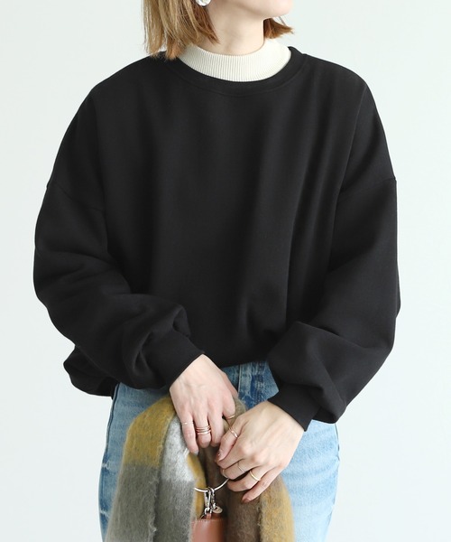 reca（レカ）の「裏起毛ボリュームスリーブシンプルスウェット（スウェット・レディース・アイボリー/ブラック/ライトブルー/オレンジ/チャコール/グレー・FREE）」の16枚目の写真