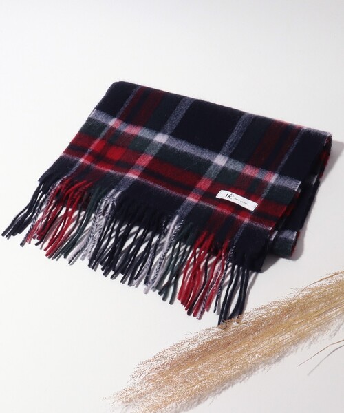 Web限定 カシミヤ混チェックマフラー