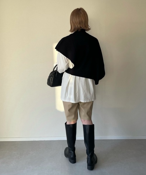 y/m by misato（イムバイミサト）の「アシンメトリータートルベスト（ニット/セーター・レディース・ブラウン/ブラック/アイボリー・FREE）」の22枚目の写真