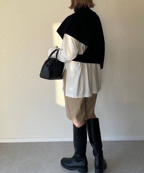 y/m by misato（イムバイミサト）の「アシンメトリータートルベスト（ニット/セーター・レディース・ブラウン/ブラック/アイボリー・FREE）」の19枚目の写真