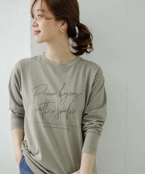URBAN RESEARCH DOORS(アーバンリサーチドアーズ)の「PEACE BEGINGプリントTシャツ(Tシャツ/カットソー・レディース・チャコールグレー/カーキ/ライトベージュ・ONE)」の18枚目の写真