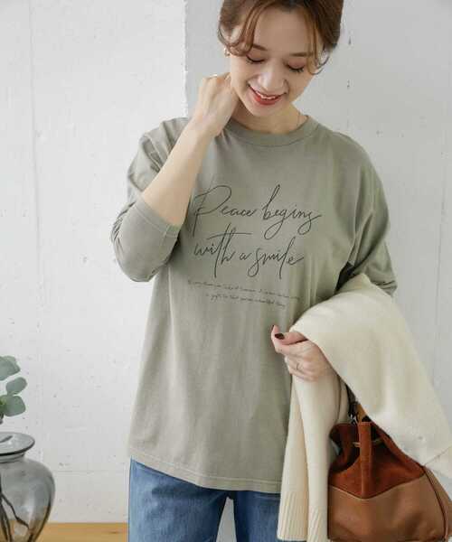 URBAN RESEARCH DOORS(アーバンリサーチドアーズ)の「PEACE BEGINGプリントTシャツ(Tシャツ/カットソー・レディース・チャコールグレー/カーキ/ライトベージュ・ONE)」の11枚目の写真