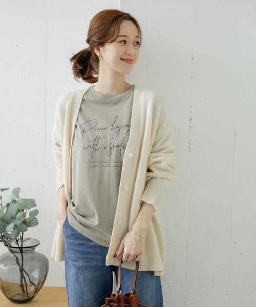 URBAN RESEARCH DOORS(アーバンリサーチドアーズ)の「PEACE BEGINGプリントTシャツ(Tシャツ/カットソー・レディース・チャコールグレー/カーキ/ライトベージュ・ONE)」の15枚目の写真