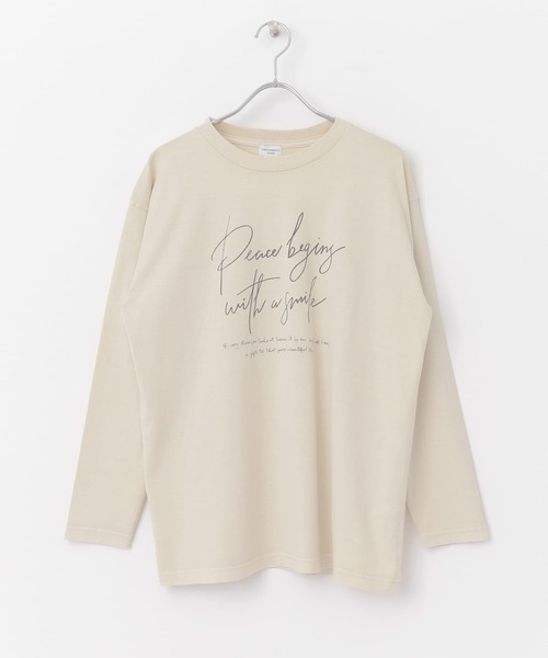 URBAN RESEARCH DOORS(アーバンリサーチドアーズ)の「PEACE BEGINGプリントTシャツ(Tシャツ/カットソー・レディース・チャコールグレー/カーキ/ライトベージュ・ONE)」の14枚目の写真