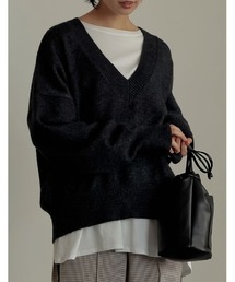 Re:EDIT | カラー起毛Vネックカラーニット(ニット/セーター)