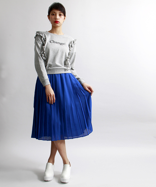 WEGO（ウィゴー）の「WEGO/ミドルプリーツスカート（スカート・レディース・オフホワイト/ブラック/ブルー/レッド・FREE）」の3枚目の写真