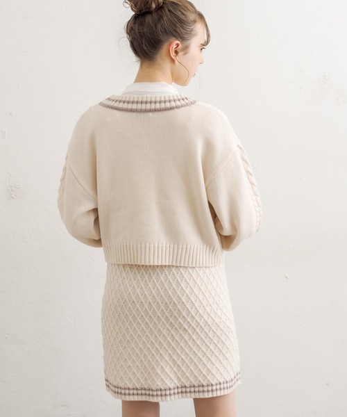 OLIVE des OLIVE(オリーブデオリーブ)の「ライン入りニットセットアップ(ワンピース・レディース・ネイビー/オフホワイト/ラベンダー・FREE)」の21枚目の写真