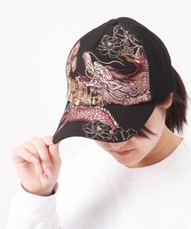 Manches（マンチェス）の「絡繰魂 カラクリタマシイ 龍刺繍メッシュキャップ 大きいサイズ 61～64cm（キャップ・メンズ）」