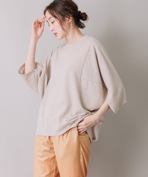 Munich（ミューニック）の「ミニフレンチテリーディフォームスリーブトップス（Tシャツ/カットソー・レディース・ベージュ/ピンク/ダークグレー・FREE）」の2枚目の写真