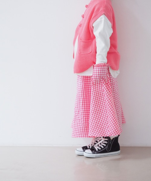 LOWRYS FARM（ローリーズファーム）の「ギンガムギャザースカート　264210（スカート・キッズ・ブラック/ピンク/ブルー・110cm/120cm/130cm/140cm/150cm）」の3枚目の写真
