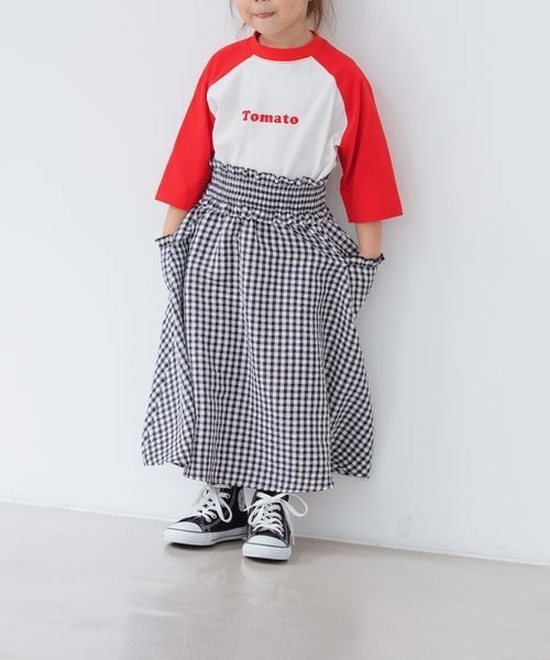 LOWRYS FARM（ローリーズファーム）の「ギンガムギャザースカート　264210（スカート・キッズ・ブラック/ピンク/ブルー・110cm/120cm/130cm/140cm/150cm）」の2枚目の写真