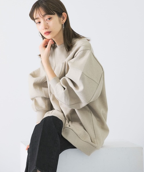 KBF(ケイビーエフ)の「ライニングスリーブスウェット(Tシャツ/カットソー・レディース・ライトブルー/ベージュ/オレンジ/アイボリー・ONE)」の3枚目の写真