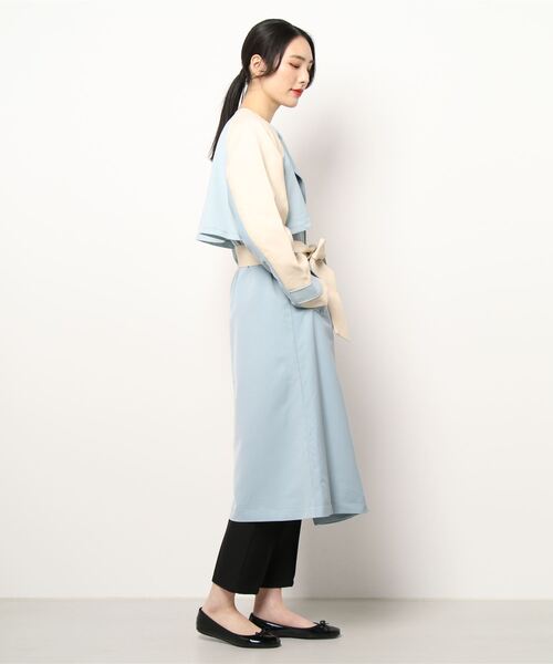 Chez toi（シェトワ）の「異素材バイカラートレンチコート（トレンチコート・レディース・ブラック/ベージュ/ブルー・FREE）」の4枚目の写真